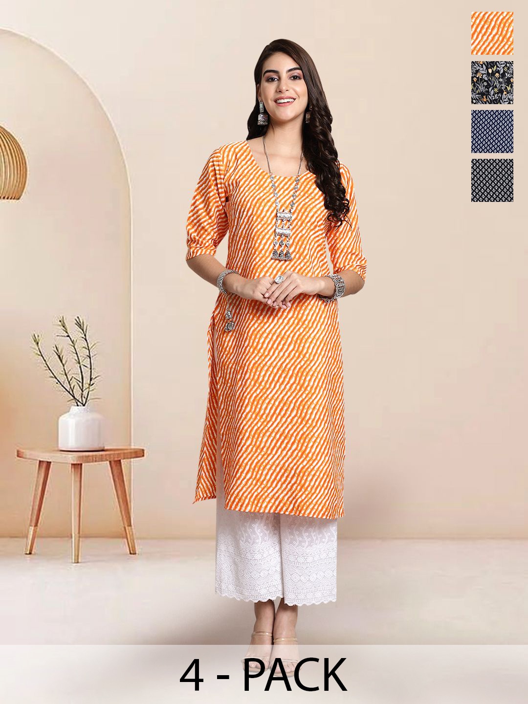 

7Threads Women Ethnic Motifs Printed Floral Crepe Kurta, Multi