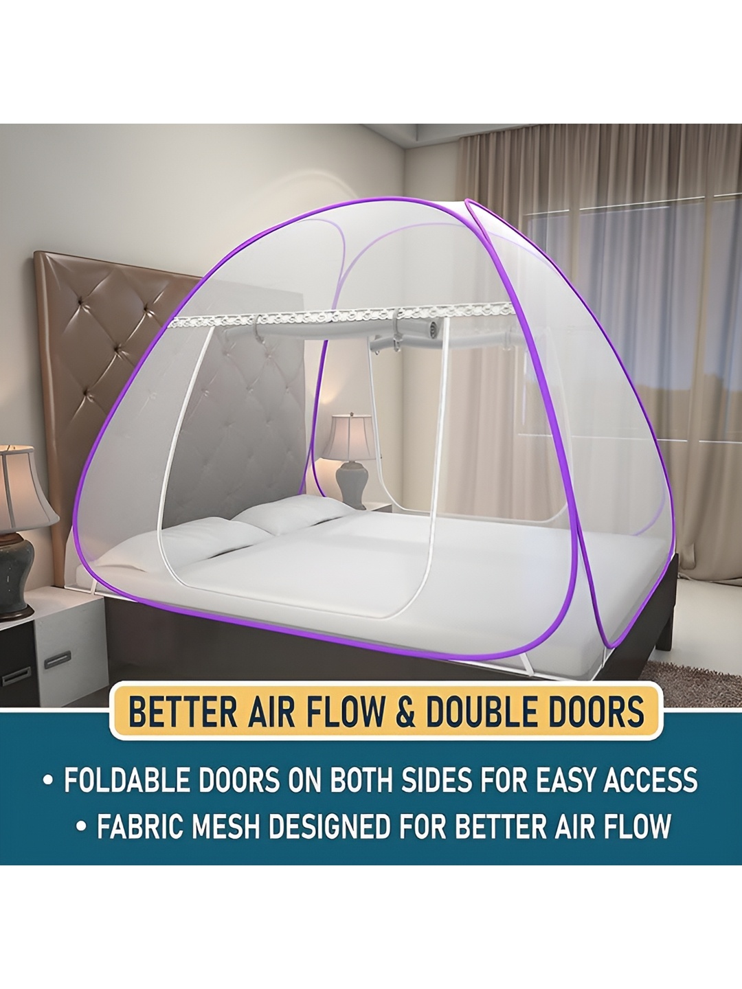 

LA VERNE Purple & White King Size Tent Mosquito Net