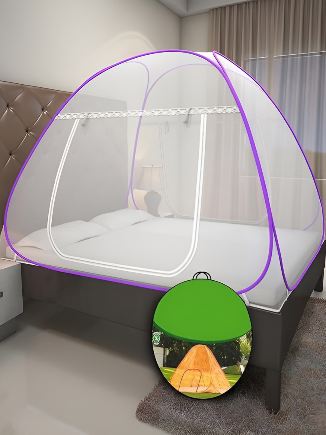 

LA VERNE Purple & White King Size Tent Mosquito Net