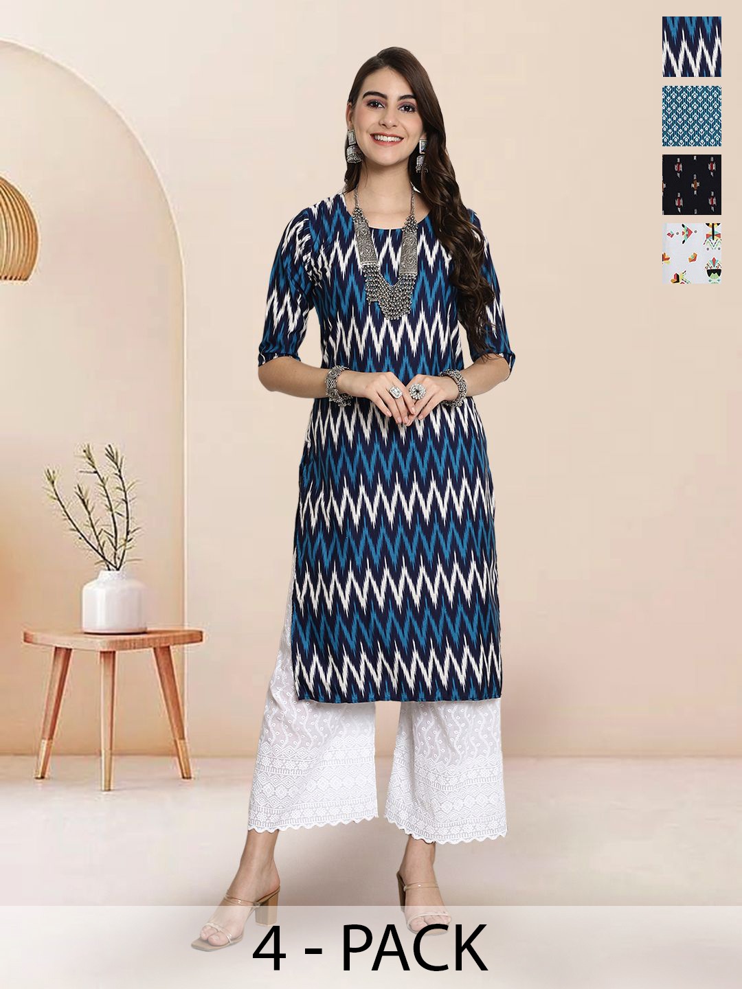 

7Threads Women Ethnic Motifs Printed Floral Crepe Kurta, Multi