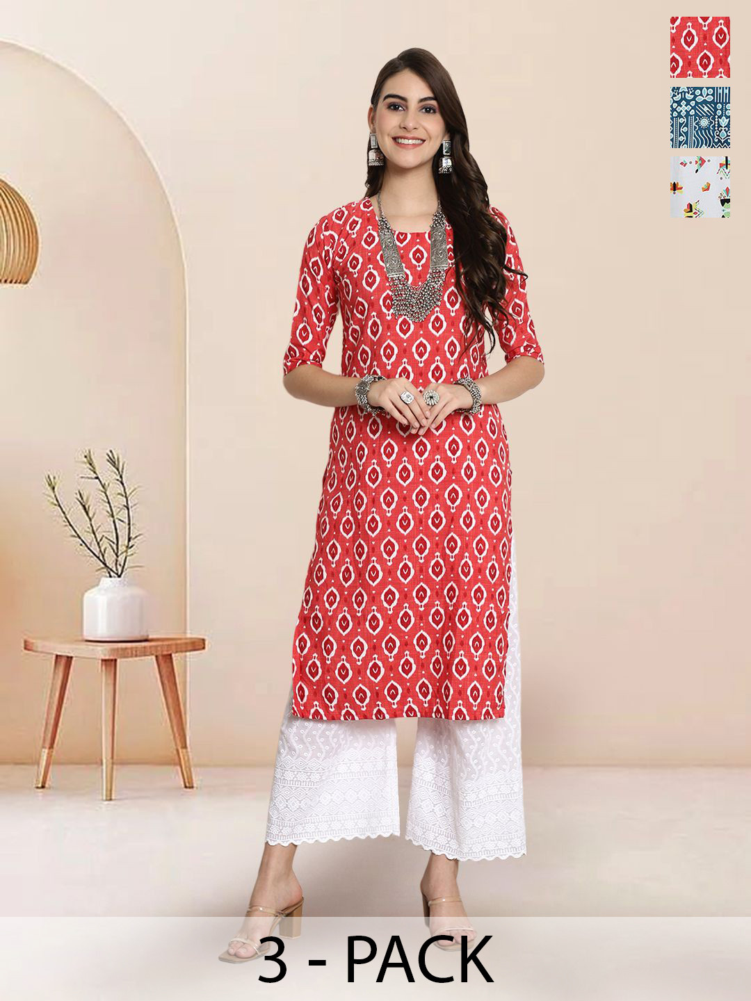 

7Threads Women Ethnic Motifs Printed Floral Crepe Kurta, Multi