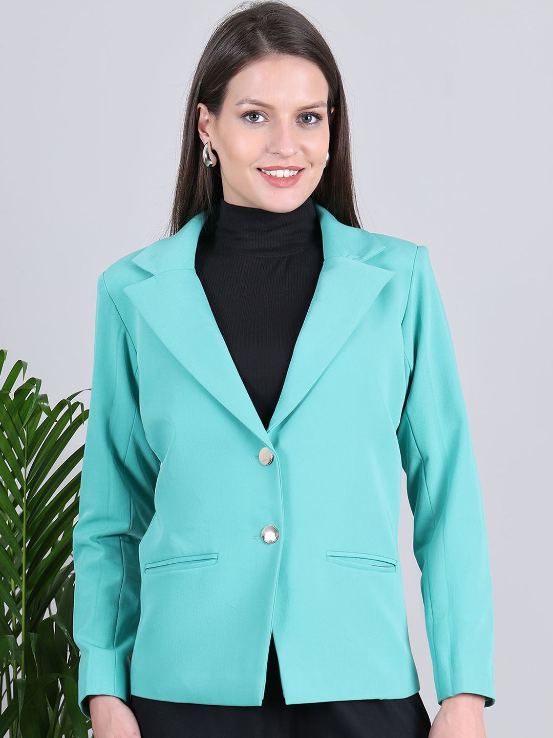 

WESTCLO Slim-Fit Single-Breasted Casual Blazer, Green
