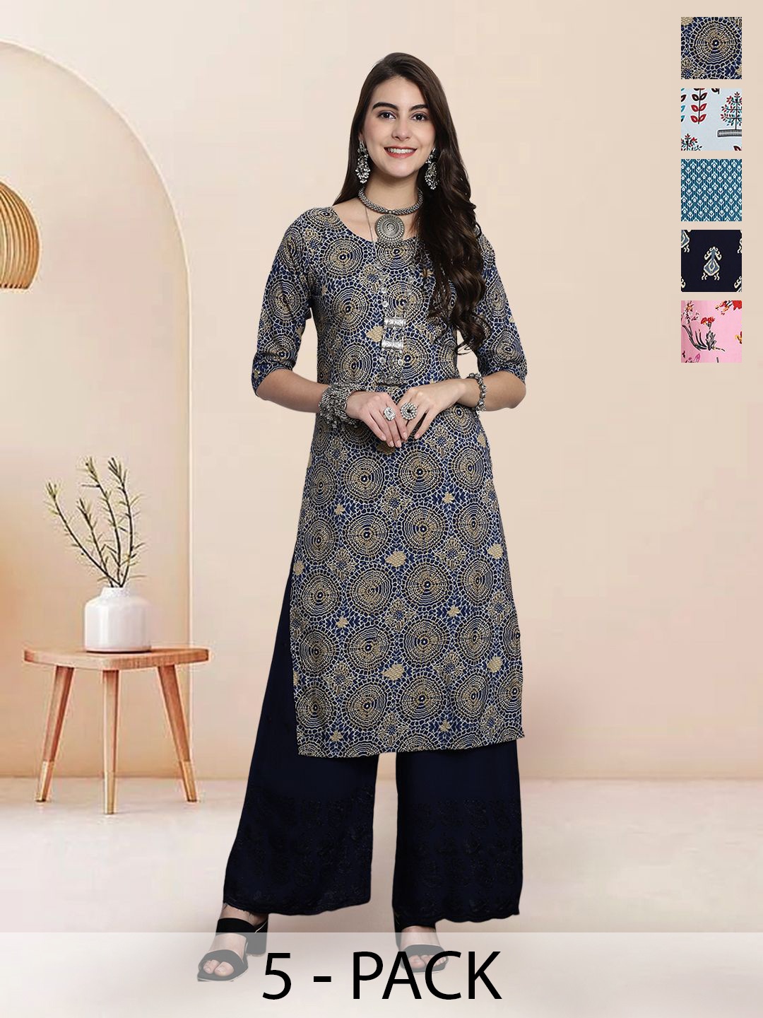 

7Threads Women Ethnic Motifs Printed Floral Crepe Kurta, Multi