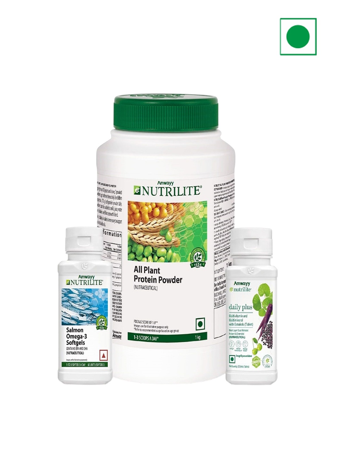 

Amwayy Set Of 3 All Plant Protein Powder, Omega Tablet & Daily Plus Tablet, White