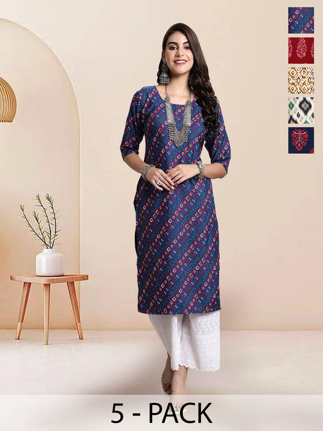 

7Threads Women Ethnic Motifs Printed Floral Crepe Kurta, Multi