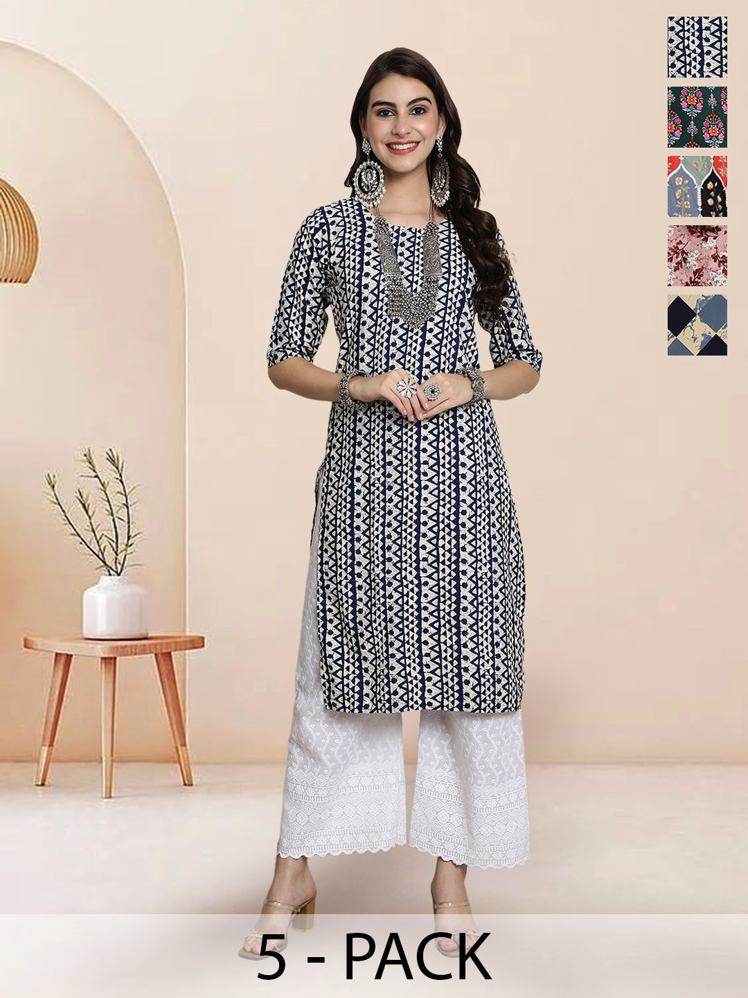 

7Threads Women Ethnic Motifs Printed Floral Crepe Kurta, Multi