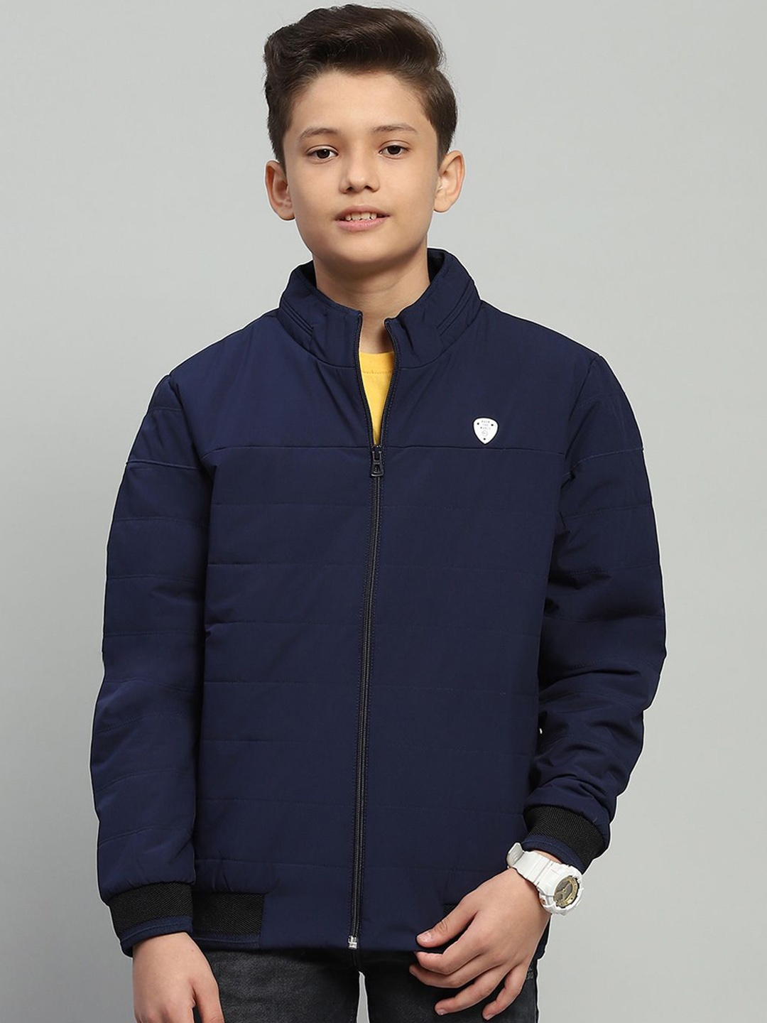

Monte Carlo Boys Mock Collar Solid Casual Bomber Lightweight Jacket, Navy blue