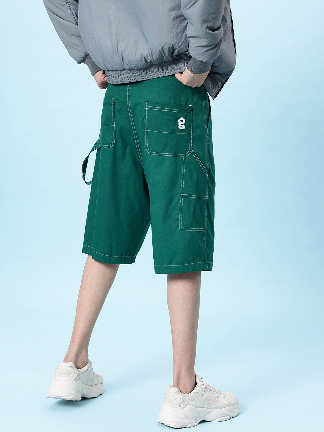 

glitchez Men Finesse With Basics Pure Cotton Relaxed Fit Shorts, Green