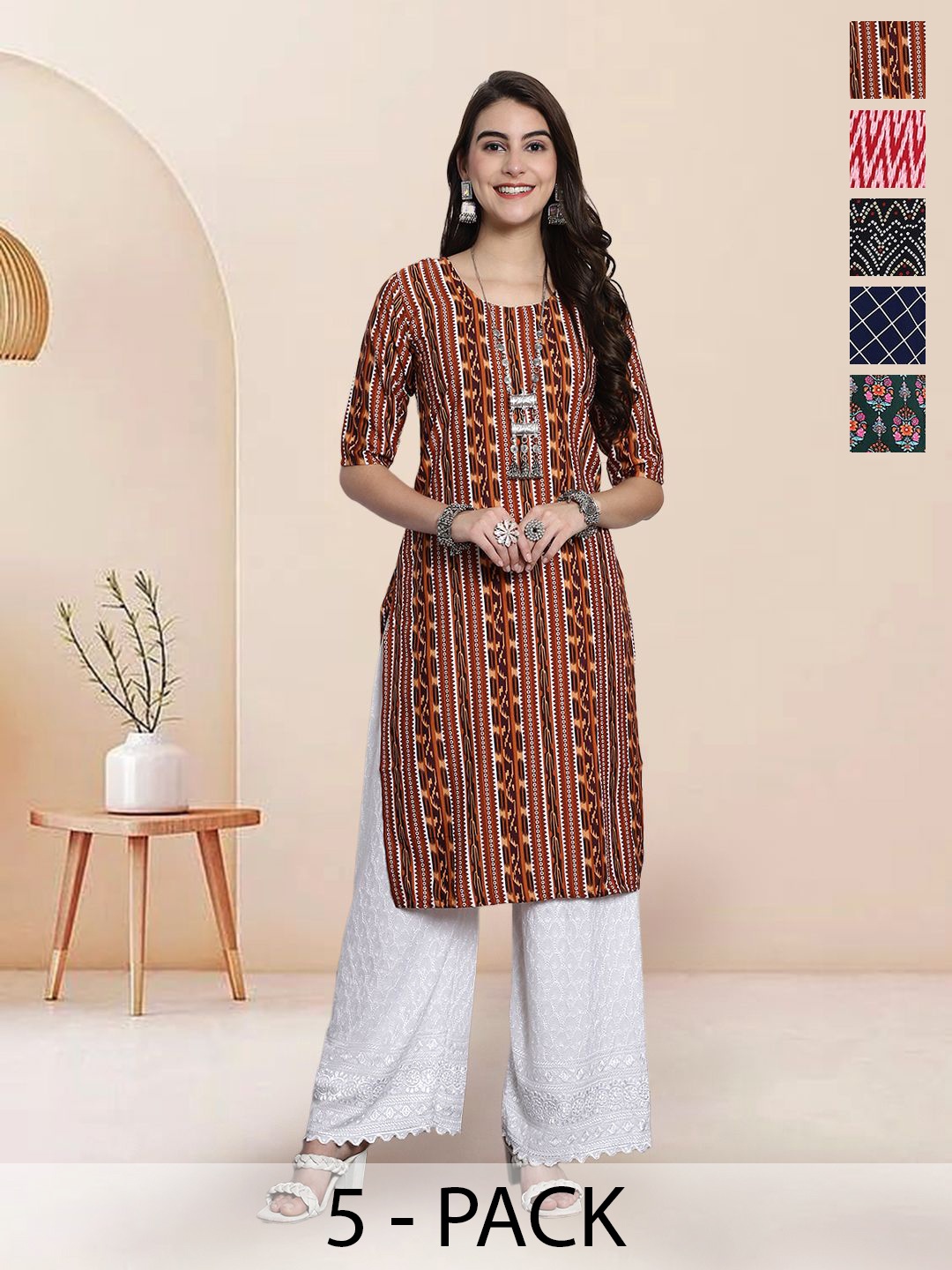 

7Threads Women Ethnic Motifs Printed Floral Crepe Kurta, Multi