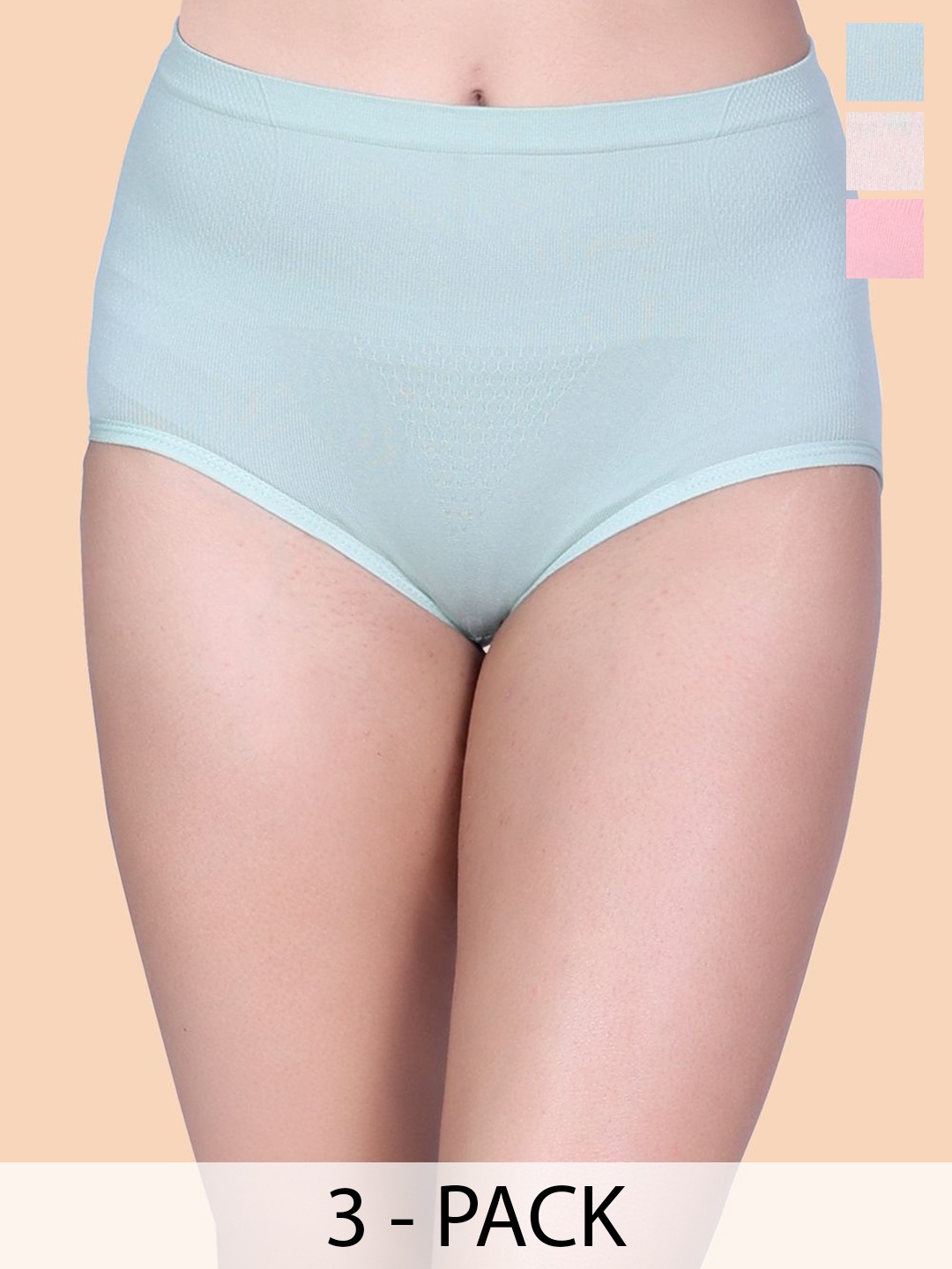 

Amour Secret Women Self Design Pack Of 3 Mid-Rise Hipster Briefs, Green