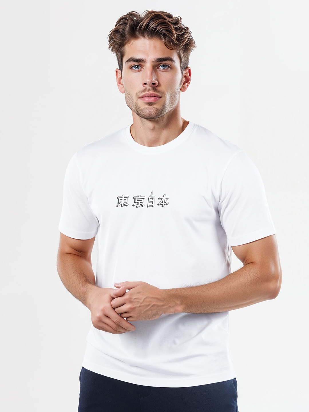 

Celio Men Graphic Printed Round Neck Cotton T-shirt, Off white