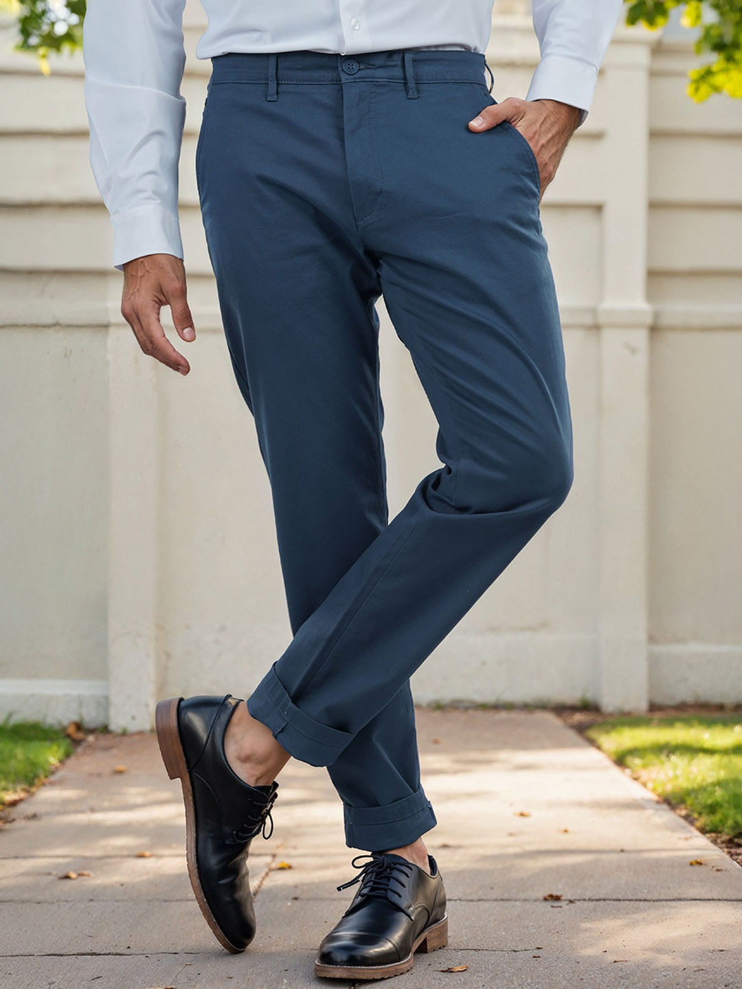 

Celio Men Slim Fit Cotton Trousers, Blue