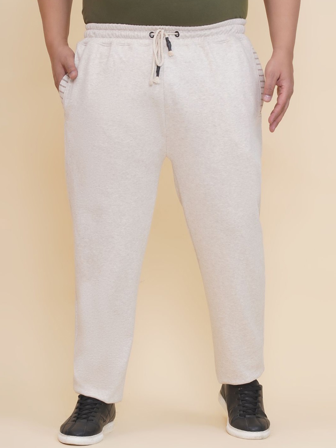 John Pride Men Plus Size Regular Fit Track Pants, Cream