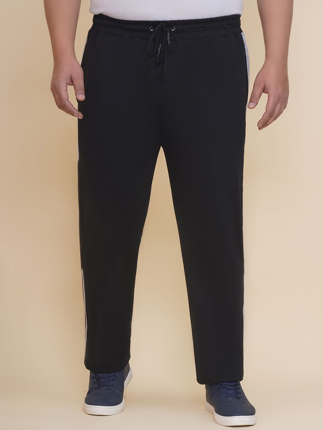 John Pride Men Plus Size Cotton Track Pants, Black