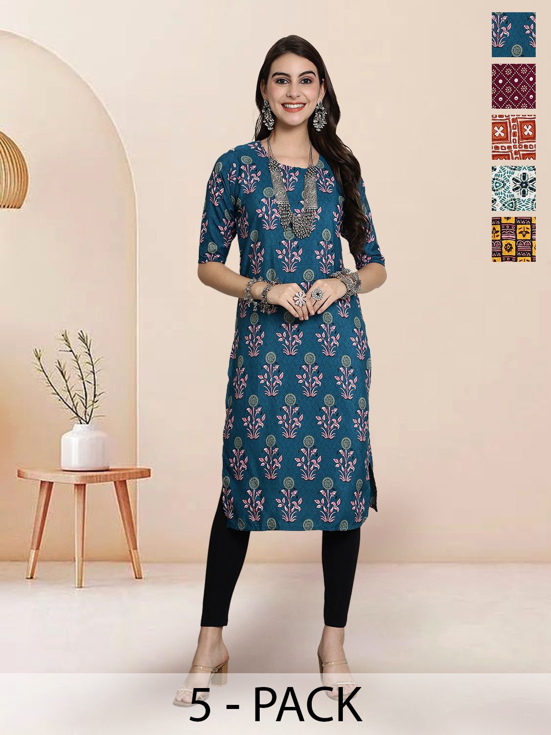 

7Threads Women Ethnic Motifs Printed Floral Crepe Kurta, Multi