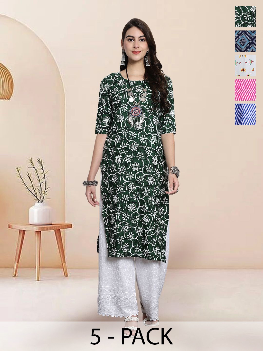 

7Threads Women Ethnic Motifs Printed Floral Crepe Kurta, Multi