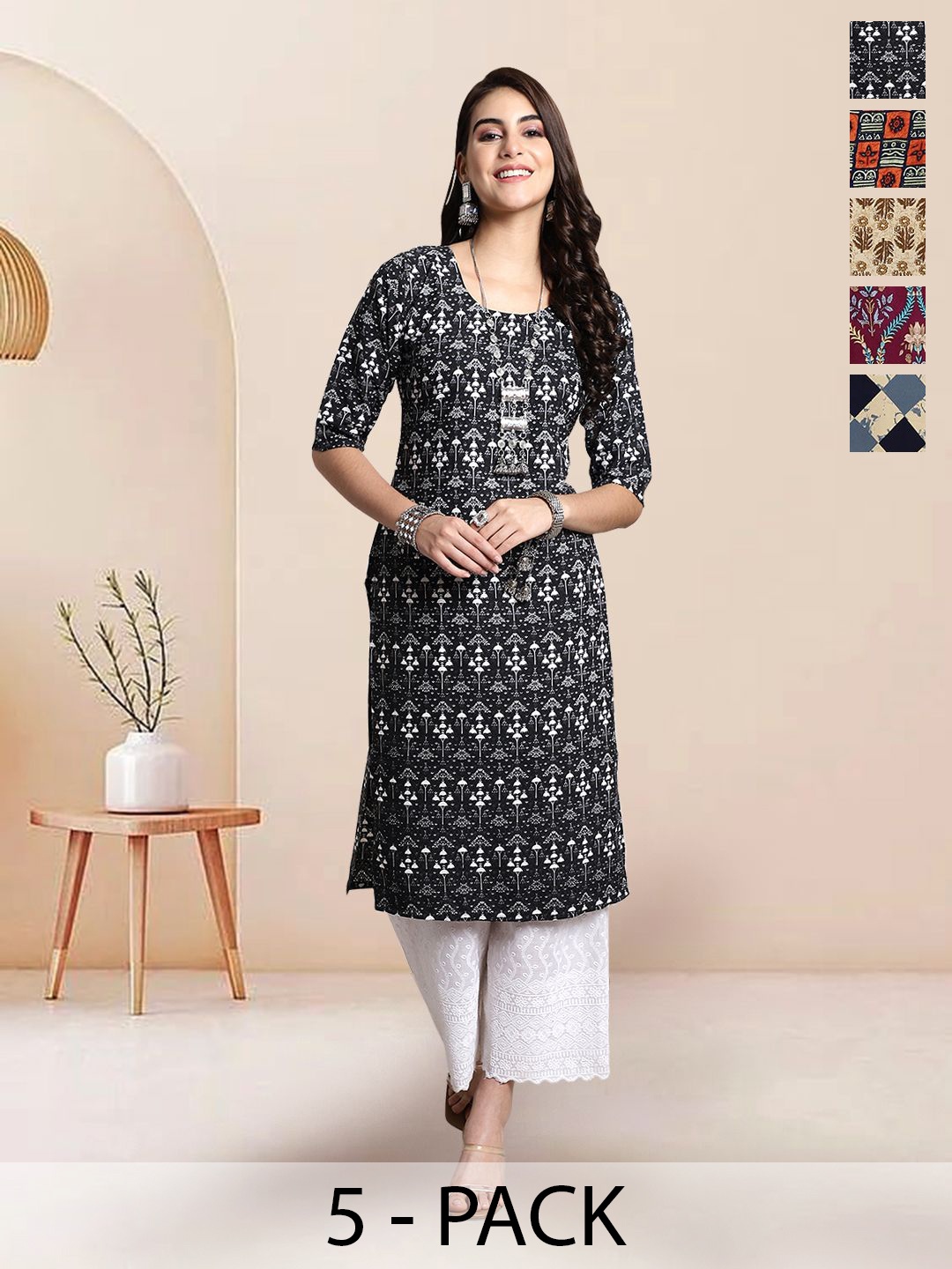 

7Threads Women Ethnic Motifs Printed Floral Crepe Kurta, Multi