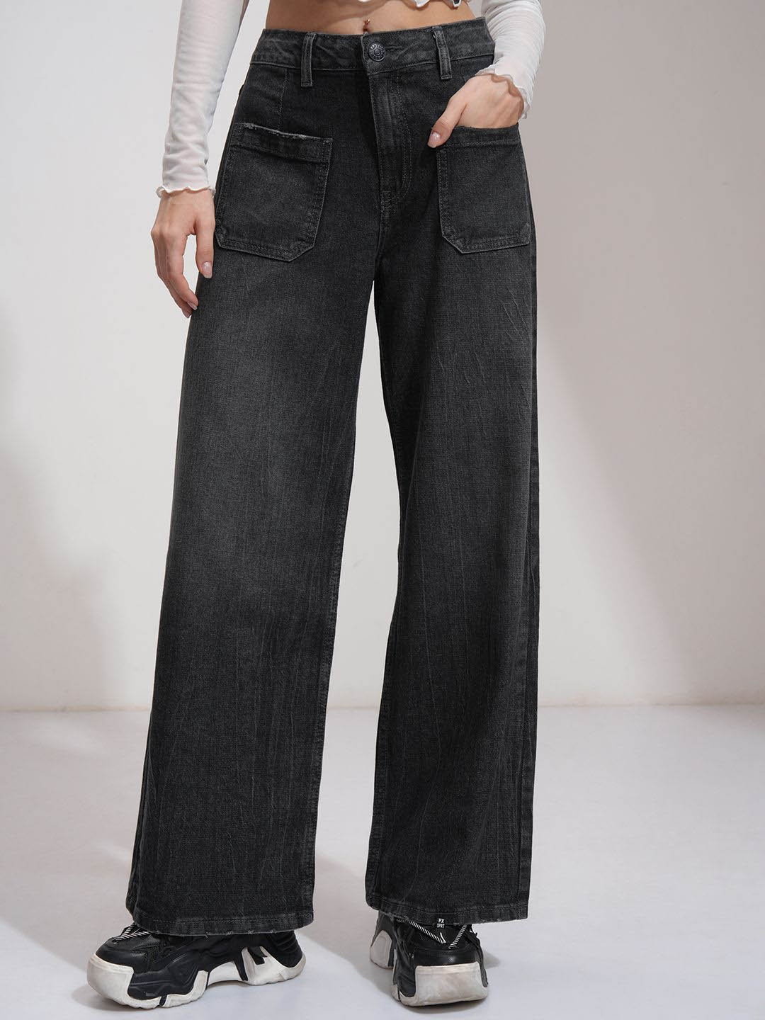 

Tokyo Talkies Women Mid Rise Bootcut Jeans, Grey