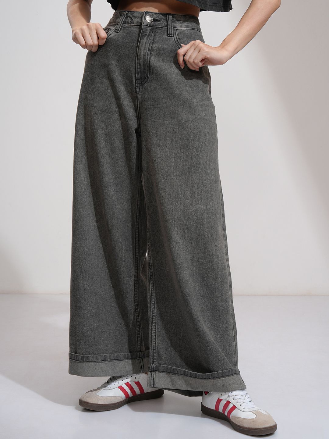 

Tokyo Talkies Women High Rise Baggy Jeans, Grey