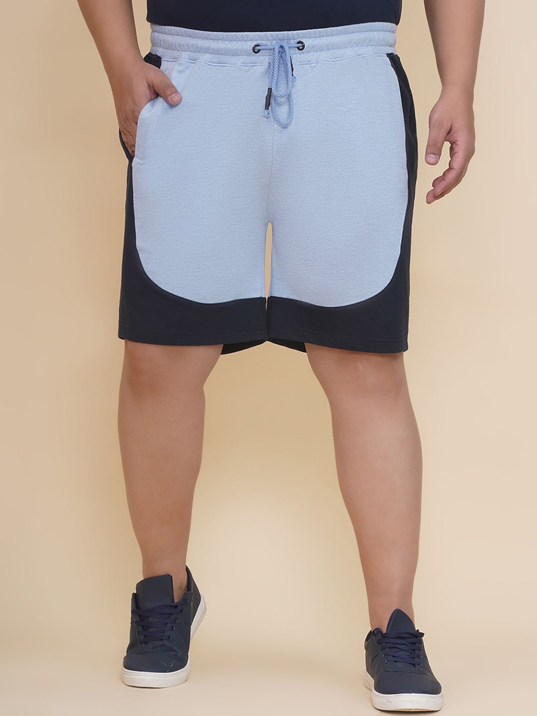 

John Pride Men Colourblocked Outdoor with Technology Mid-Rise Shorts, Blue