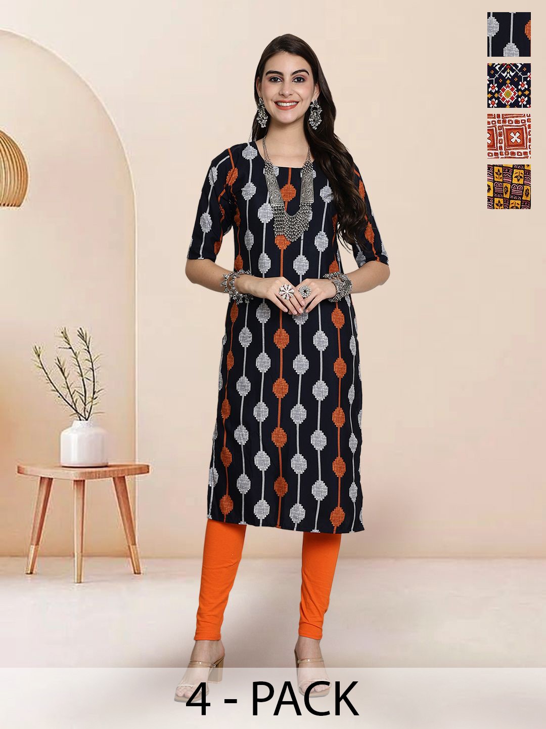 

7Threads Women Ethnic Motifs Printed Floral Crepe Kurta, Multi