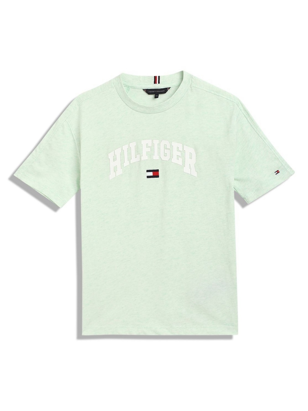 

Tommy Hilfiger Boys Typography Printed Round Neck Cotton T-shirt, Green