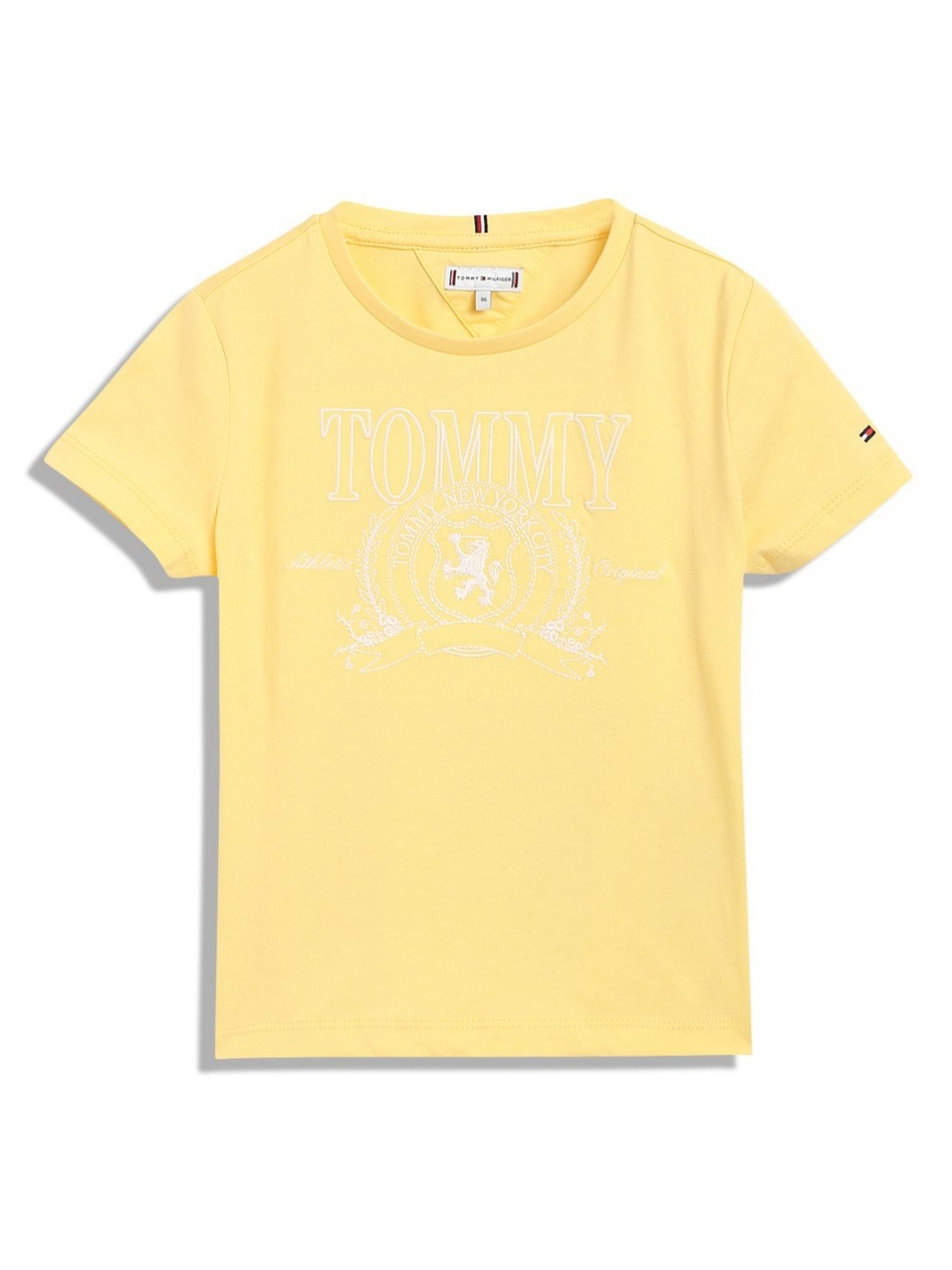 

Tommy Hilfiger Girls Typography Printed Round Neck Cotton T-shirt, Yellow