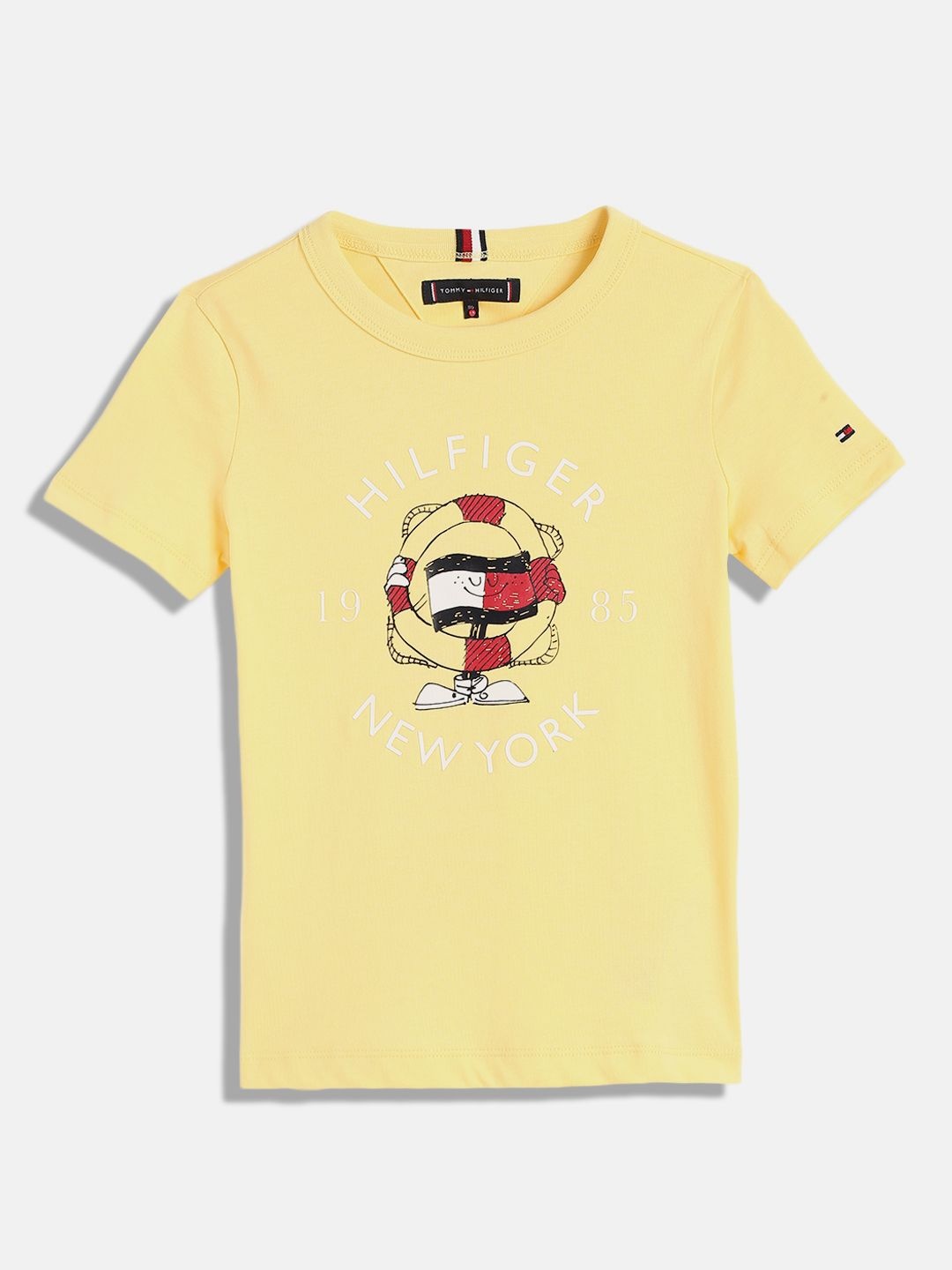 

Tommy Hilfiger Boys Graphic Printed Round Neck Cotton T-shirt, Yellow