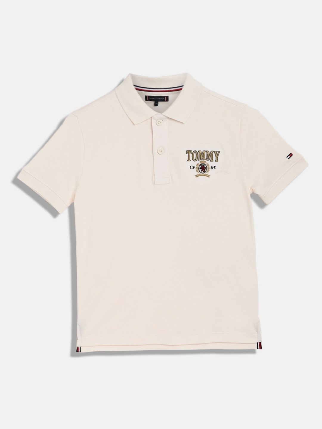

Tommy Hilfiger Boys Solid Polo Collar Cotton T-shirt, Off white