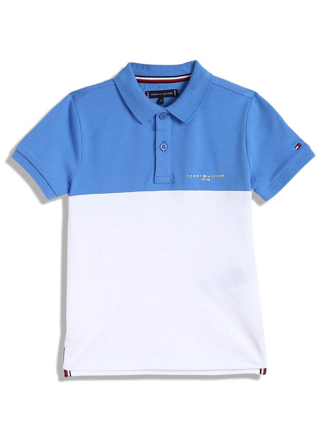 

Tommy Hilfiger Boys Colourblocked Polo Collar Cotton T-shirt, White