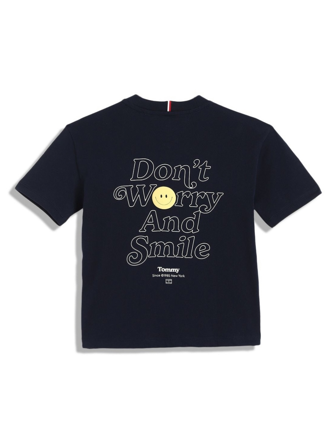 

Tommy Hilfiger Boys Typography Printed Round Neck Cotton T-shirt, Navy blue