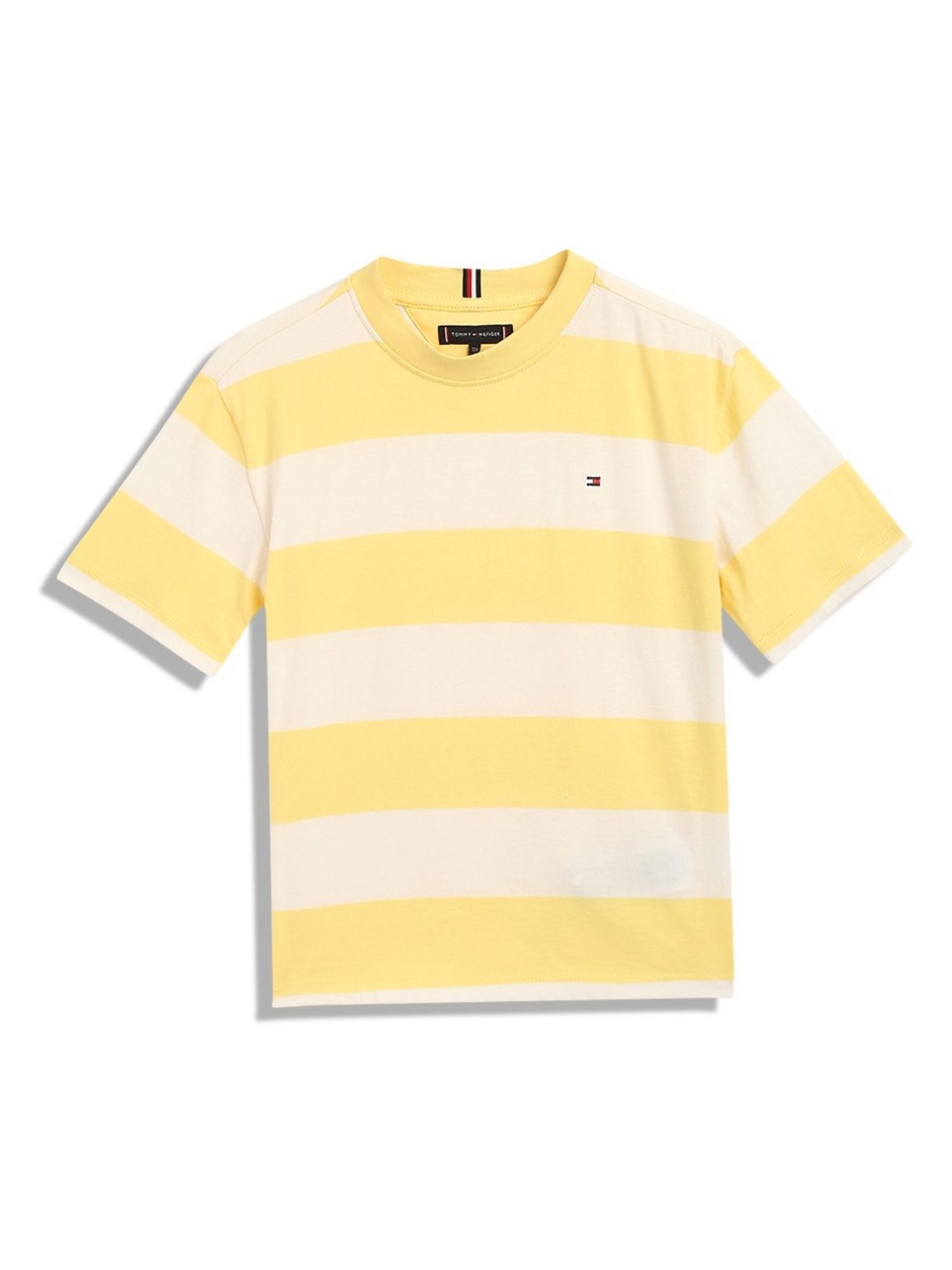 

Tommy Hilfiger Boys Striped Round Neck Cotton T-shirt, Yellow