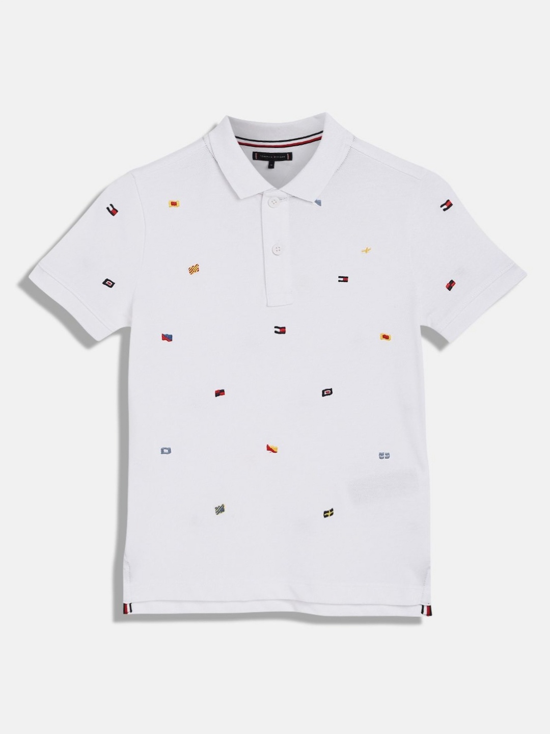 

Tommy Hilfiger Boys Conversational Printed Polo Collar Cotton T-shirt, White