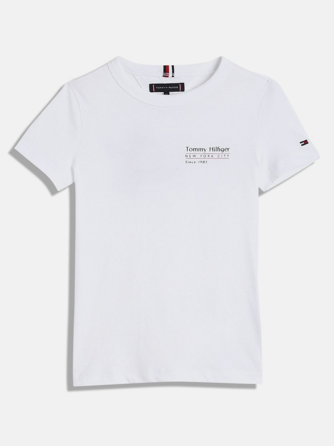 

Tommy Hilfiger Boys Graphic Printed Round Neck Cotton T-shirt, White