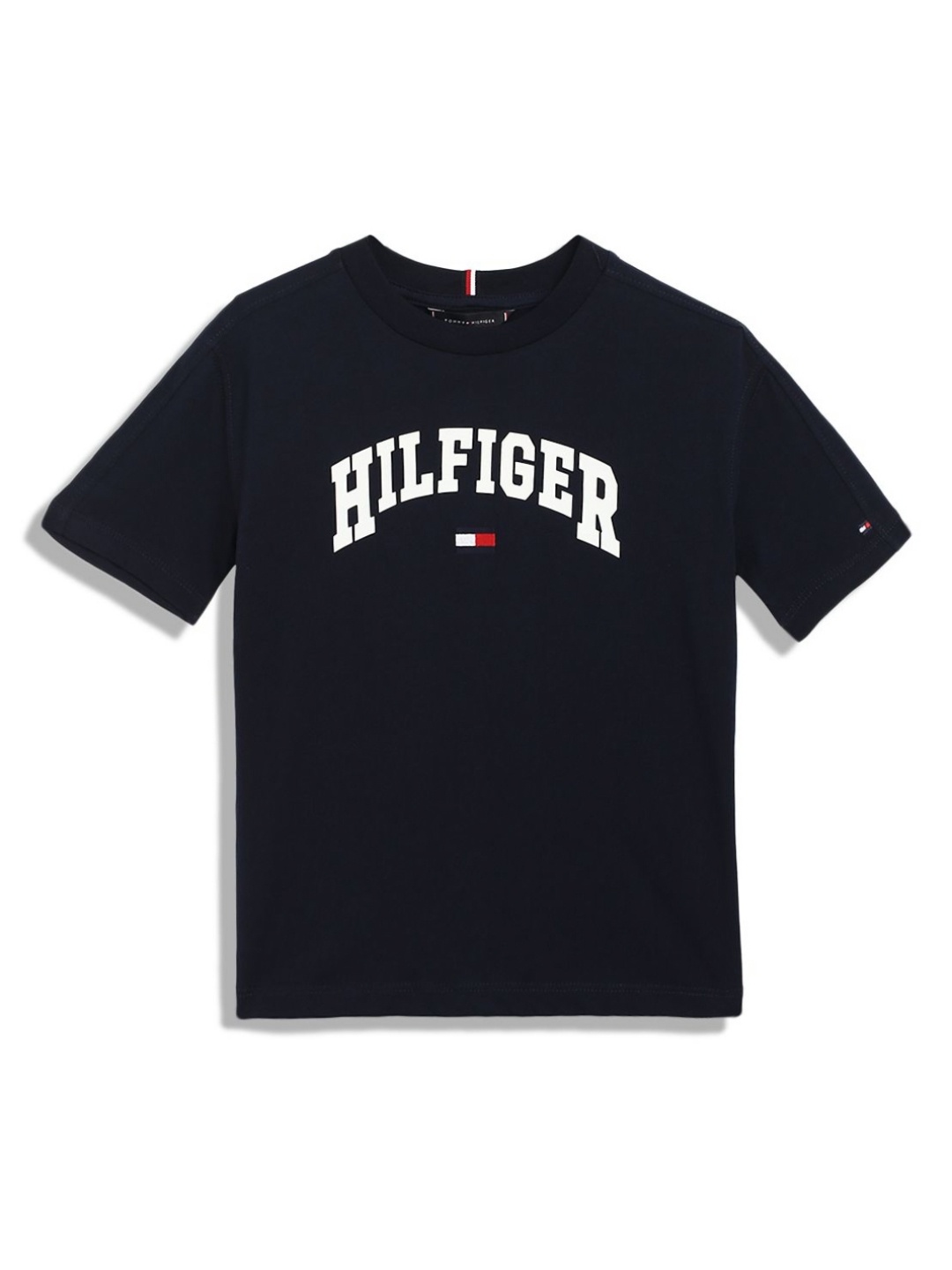 

Tommy Hilfiger Boys Typography Printed Round Neck Cotton T-shirt, Navy blue