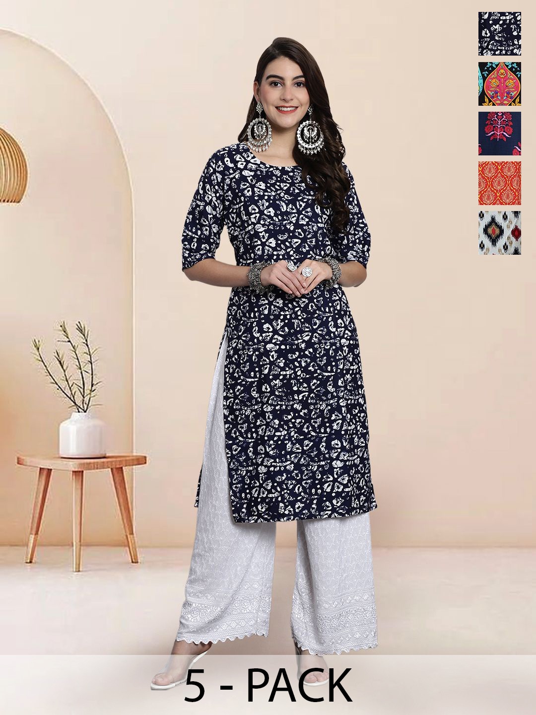 

7Threads Women Ethnic Motifs Printed Floral Crepe Kurta, Multi