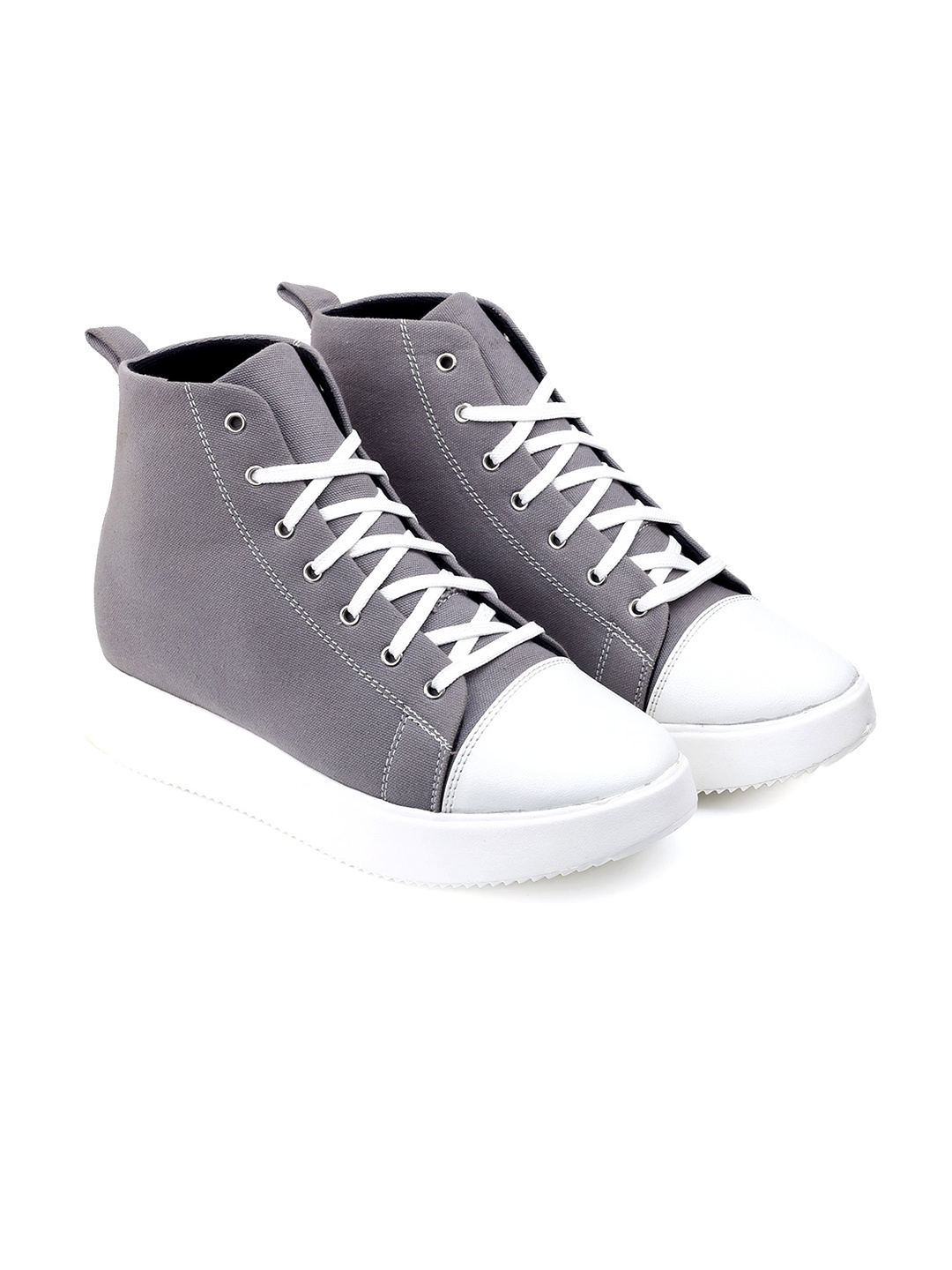 

Bxxy Men 9.5 Cm Hidden Elevator Height Increasing Canvas Mid-Top Sneakers, Grey