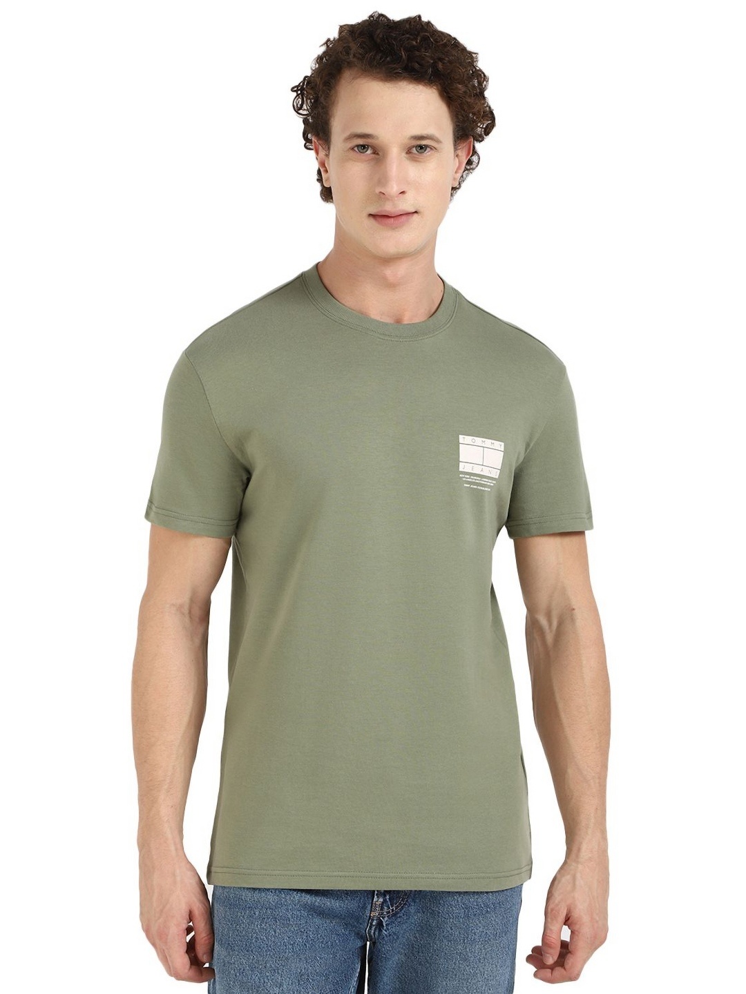 

Tommy Hilfiger Men TJM Solid Round Neck Cotton T-shirt, Green