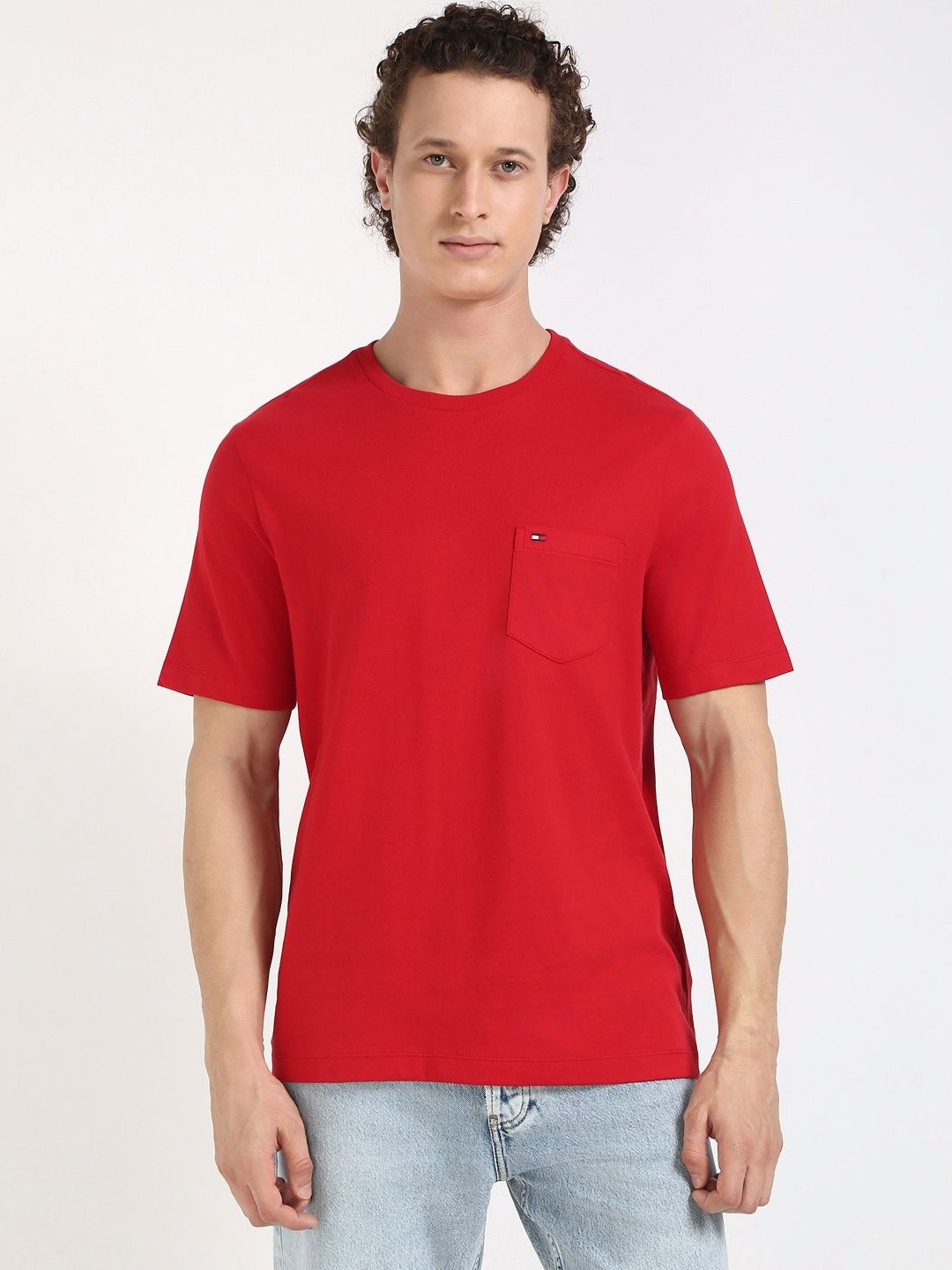 

Tommy Hilfiger Men Solid Round Neck Cotton T-shirt, Red