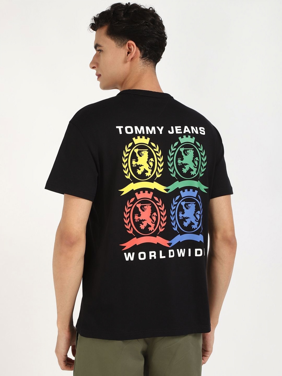 Tommy Hilfiger Men Graphic Printed Round Neck Cotton T-shirt, Black