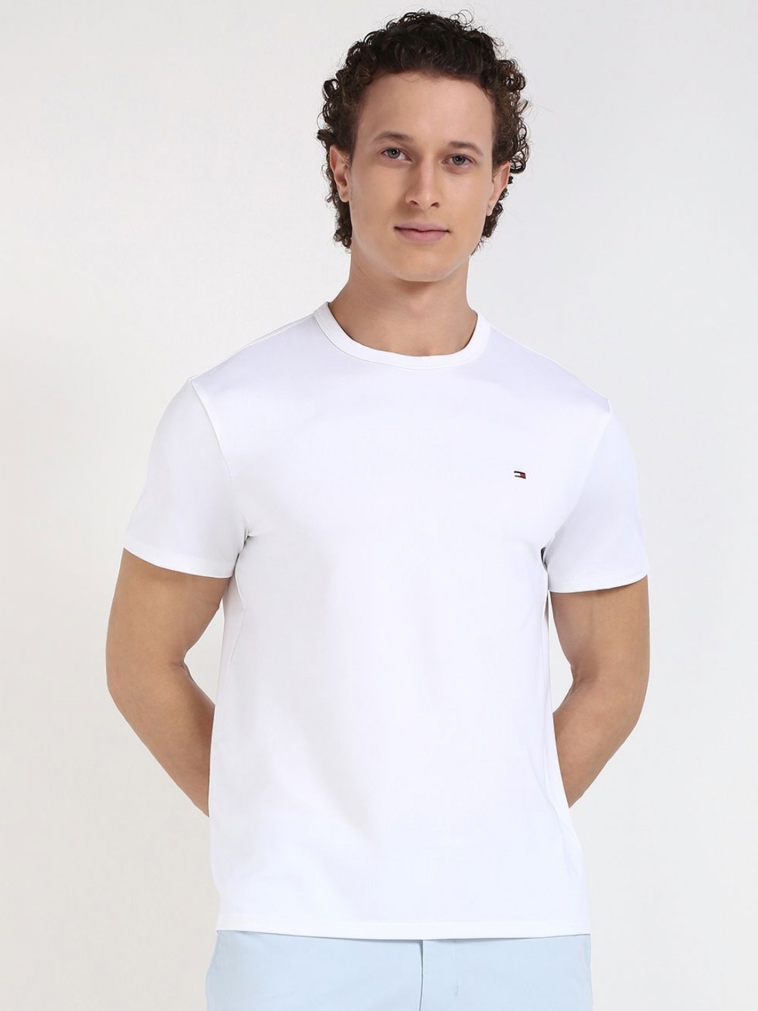 

Tommy Hilfiger Men M TECH Solid Round Neck T-shirt, White