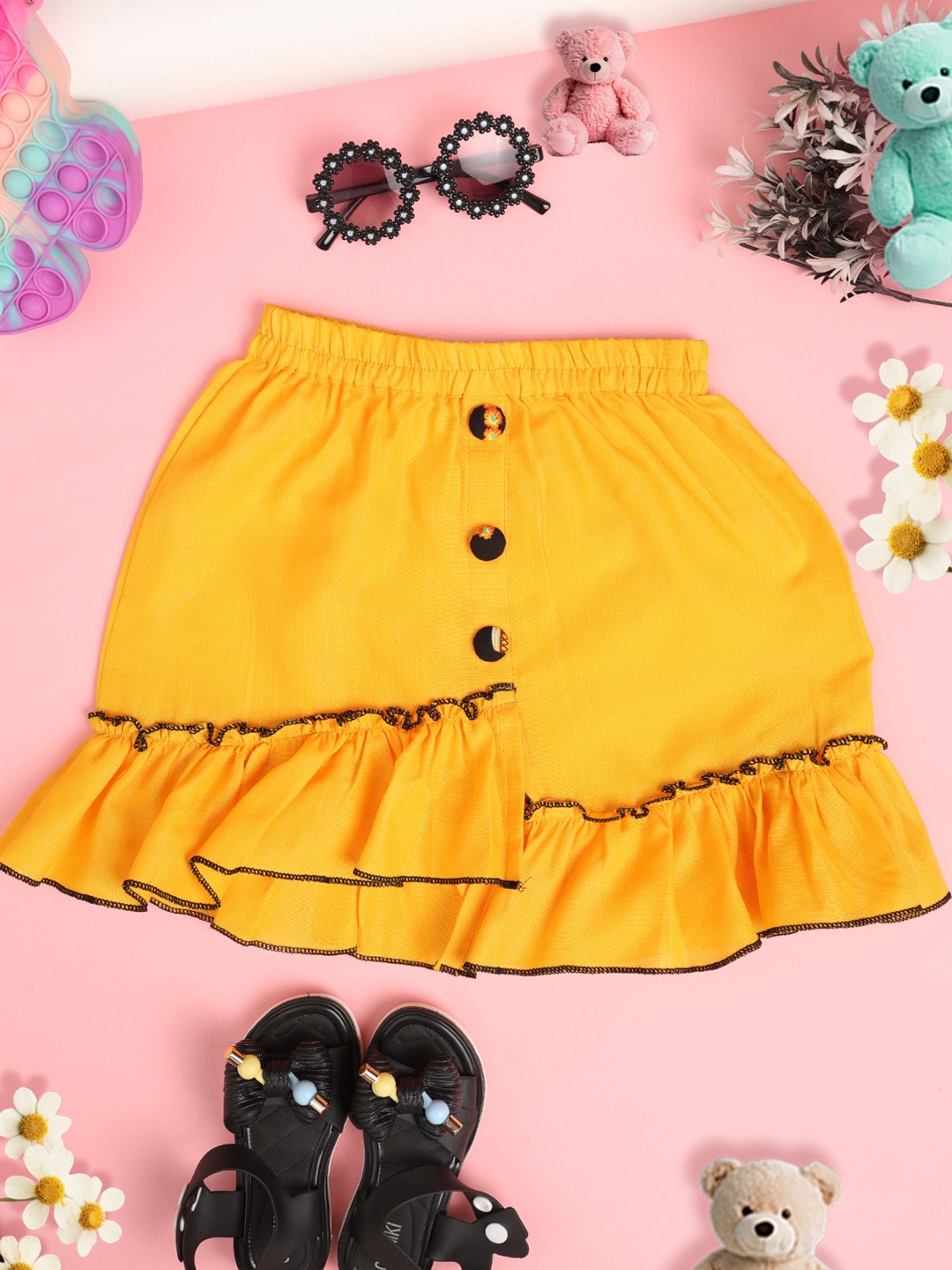 

Cutiekins Girls Pure Cotton Embellished Skirt, Mustard