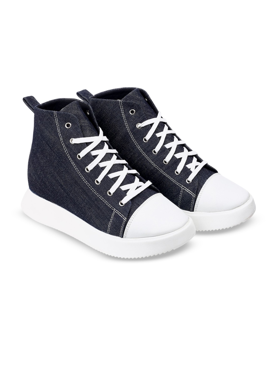 

Bxxy Men Hidden Elevator Height Increasing Mid-Top Lac-Up Sneakers, Black