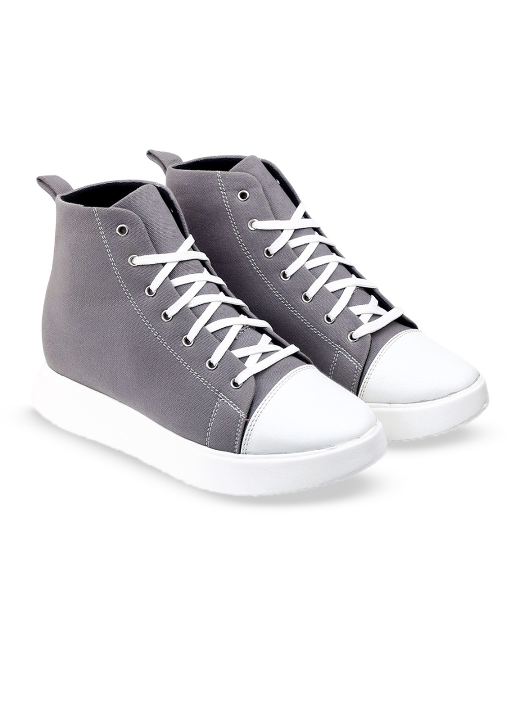 

Bxxy Men 9.5 Cm Hidden Elevator Height Increasing Canvas Mid-Top Sneakers, Grey