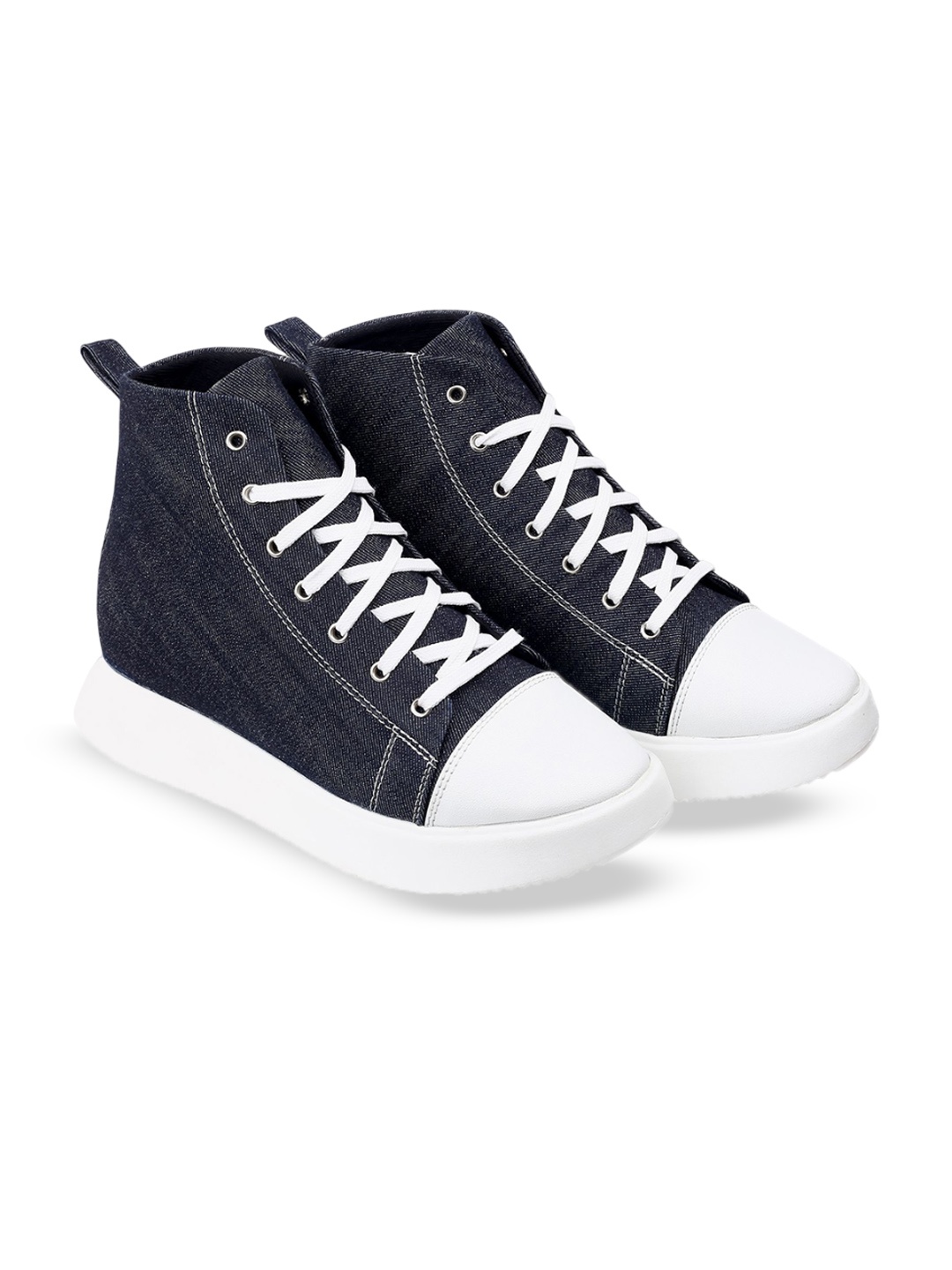 

Bxxy Men Round Toe Mid-Top Sneakers, Black