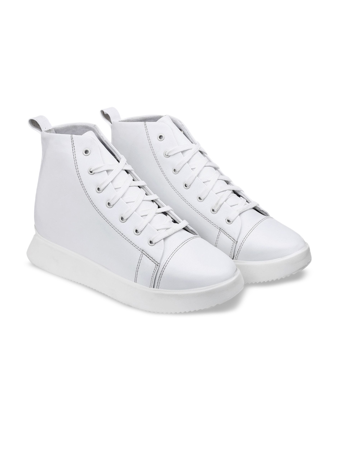 

Bxxy Men 9.5 Cm Hidden Elevator Height Increasing Pu Material Sneaker Lace-up Shoes, White