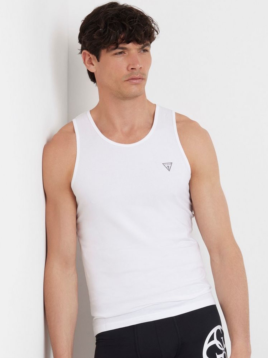 

GUESS Men Cotton Sleeveless Innerwear Vests, White
