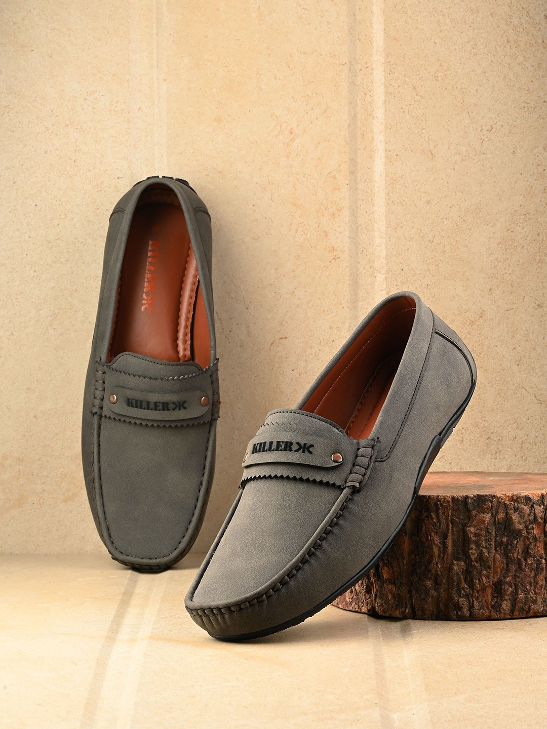 

Killer Men Round Toe Slip-On Loafers, Grey