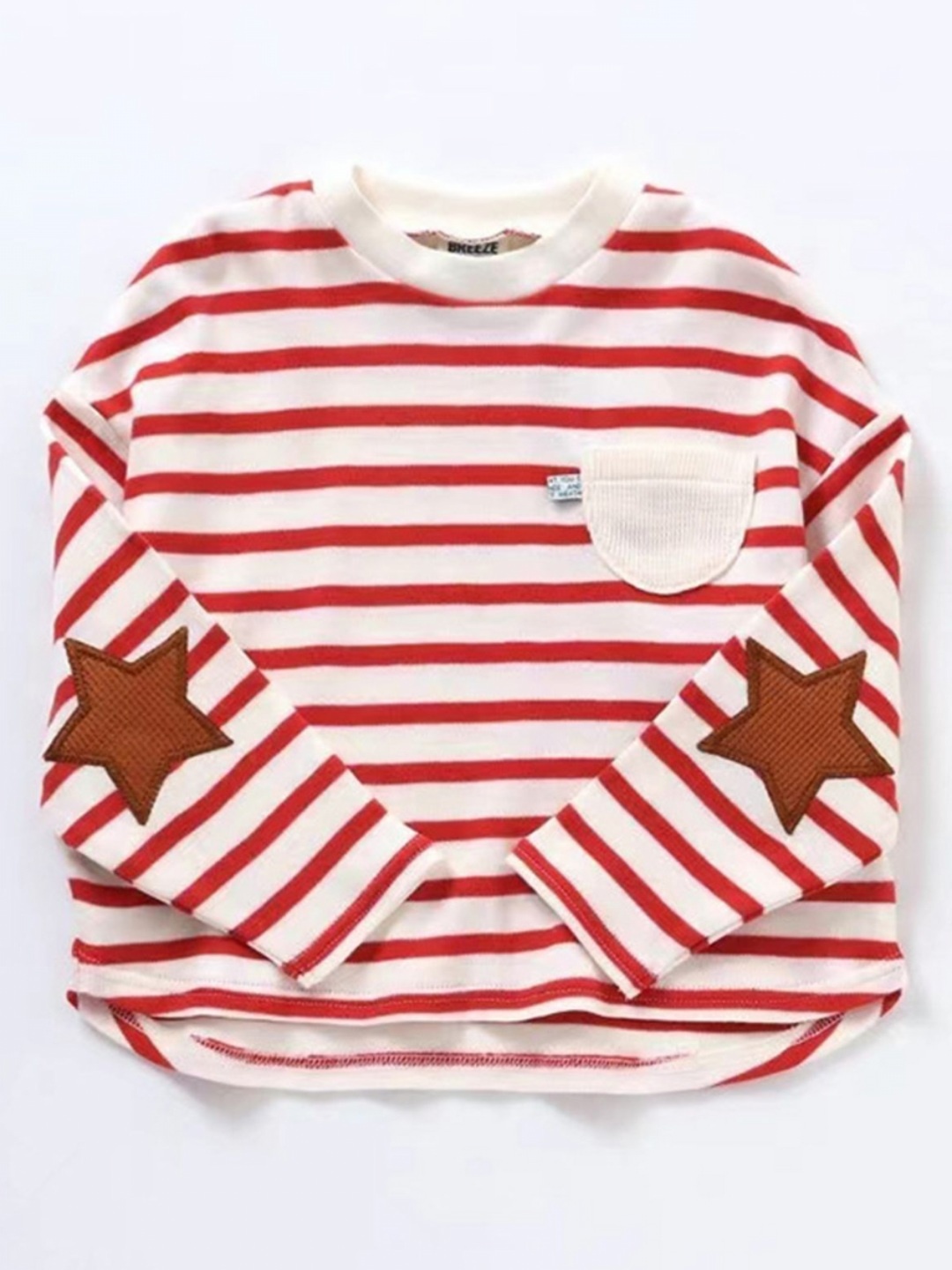 

LULU & SKY Boys Striped Round Neck Cotton Relaxed Fit T-shirt, Beige