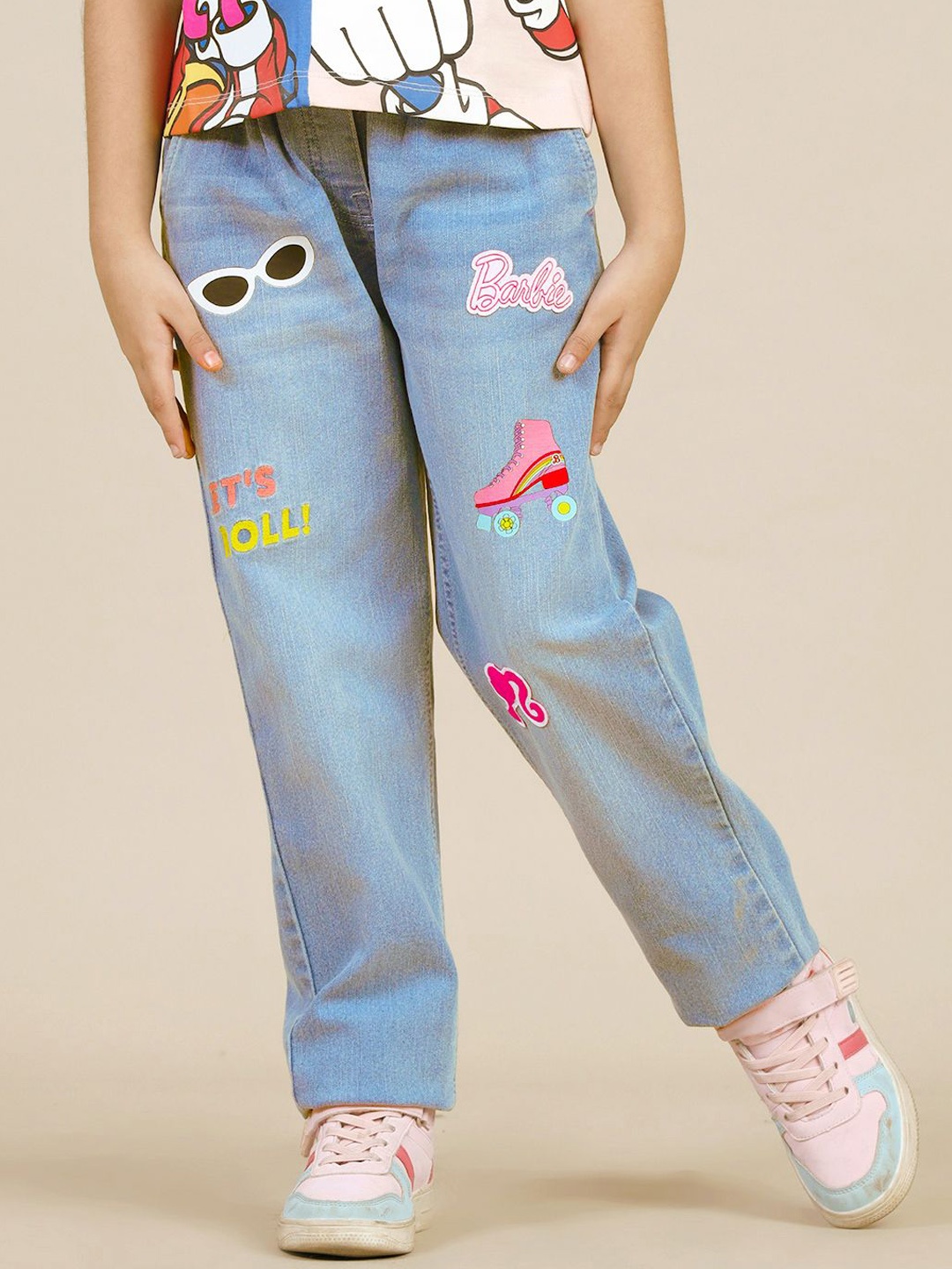 

Kids Ville Girls Printed Jeans, Blue